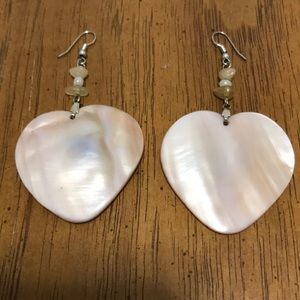 Lane Bryant Cream Abalone Shell Heart Earrings.